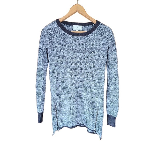 ruby moon Sweaters - Ruby Moon Gray Marl Tunic Sweater Zip Detail Sharkbite Edge Women S Casual Boho